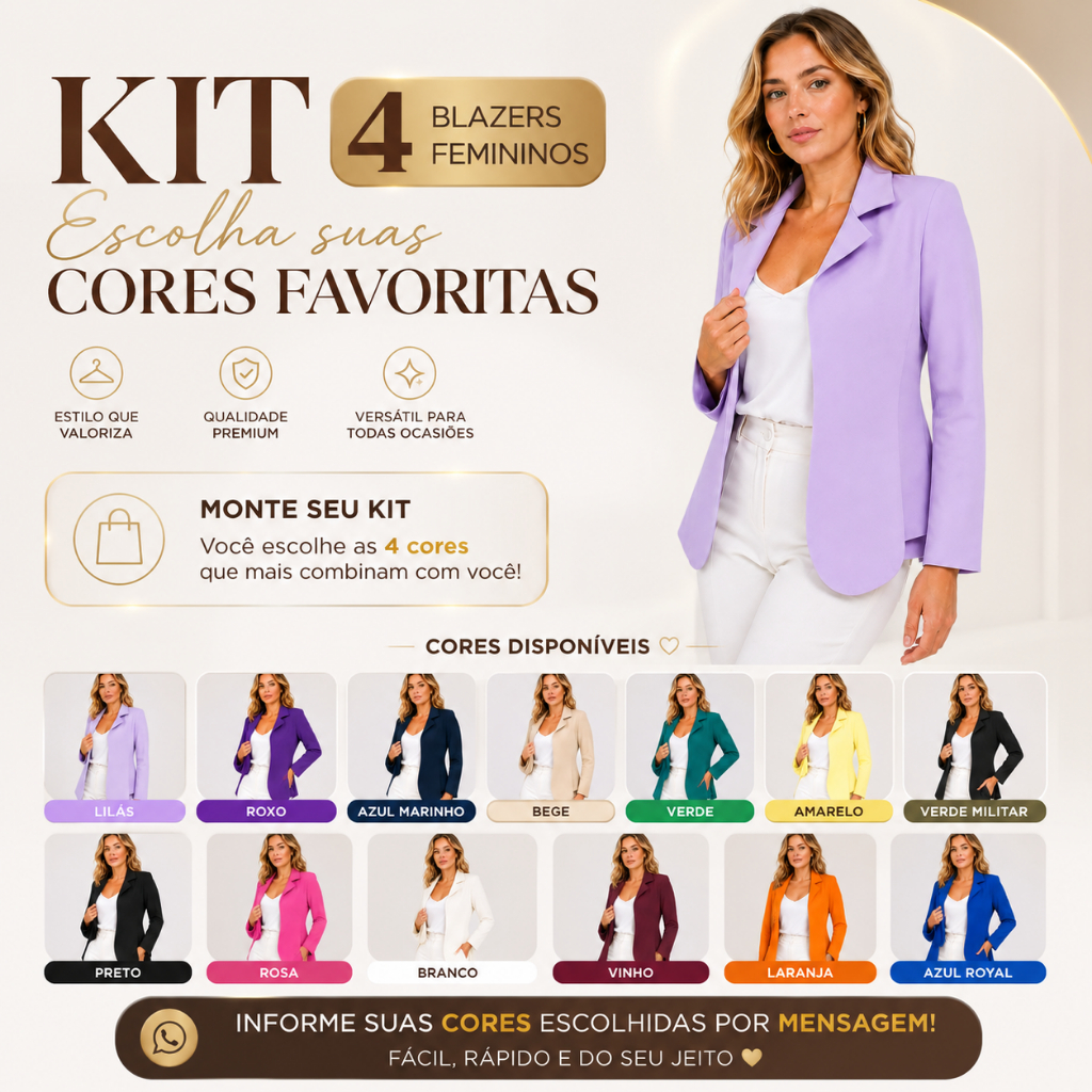 Atacado 4 Blazer Plus Size Feminino Casaco Neoprene Babado Casaquinho Alfaiataria Moda Evangélica