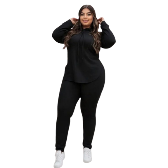 Conjunto Feminino Moletom Premium Plus Size – Confortável, Elegante e Estiloso Conjunto Feminino Inverno Moletom com Cap