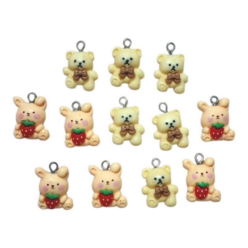 Kit 12 pçs Pingente Urso Coelho fofo bijuteria brinco colar