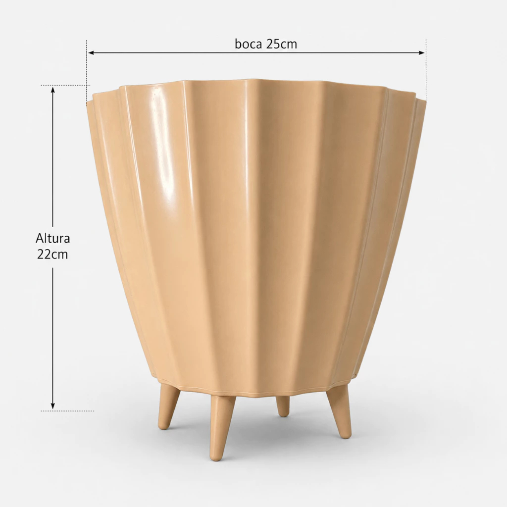 Vaso Planta Cachepot Decorativo Polietileno Bojo Cacau N5 c/Pé 22x25 — imagem 2 de 2