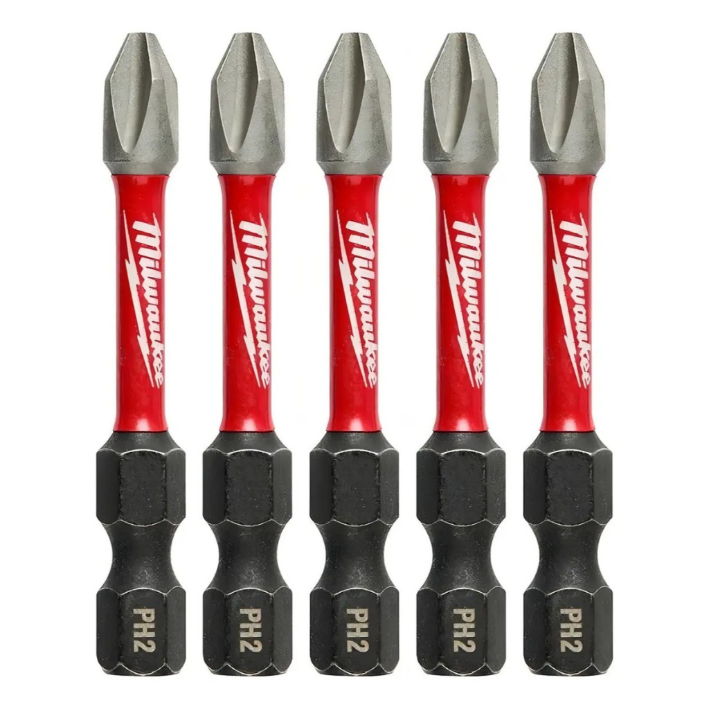 Kit 5 Pontas Phillips Milwaukee Shockwave PH2 50mm 2" Impacto