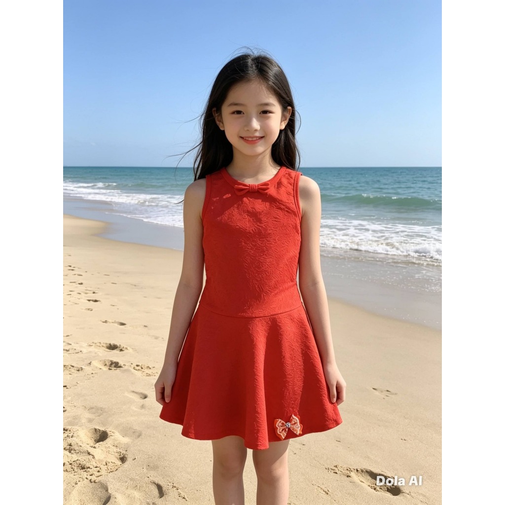 Vestido Infantil Feminino, Modelo Regata, Malha Laranja, Tam: 6, Marca: Dmbauer