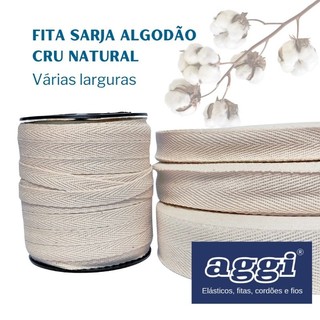 Fita Sarjada de Algodão Cru Natural para Alça Bolsa Ecobag Artesanato Sustentável Maleável AGGI