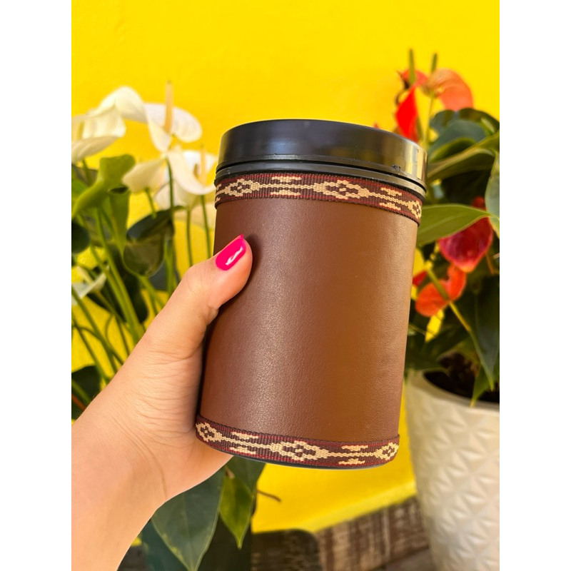 Porta Erva Mate e Terere Personalizado com Nome/Frase/Logo - Revestido em Courino