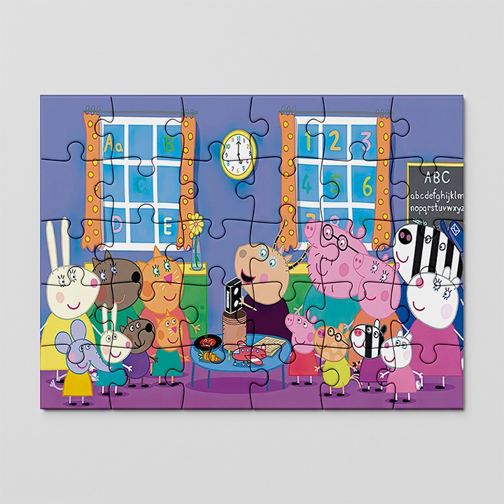 Quebra cabeça Peppa Pig, Jorge, mamãe pig, papai pig, dona coelha, espaço | 24, 40 e 70pçs | MDF
