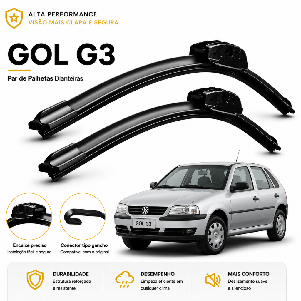Par Palheta Limpador Parabrisa Gol G3 G4 Par Paleta Gol G3 Par Palheta Limpador Para-brisa Gol G3 G4