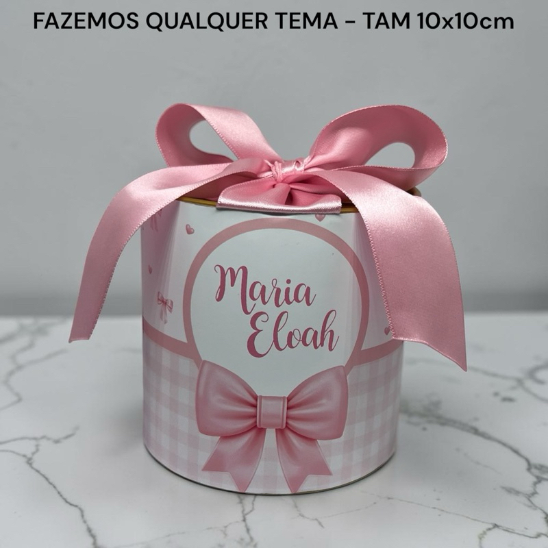Tubolata Personalizada 10x10cm | Lembrancinha Infantil, Aniversário, Casamento, Batizado, com laço