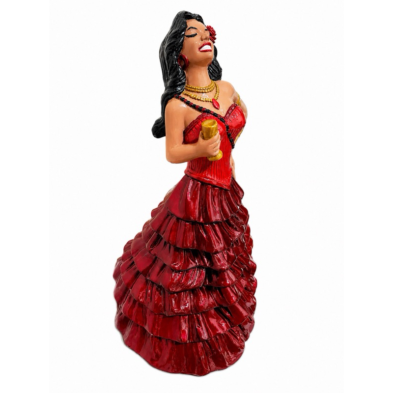 imagem de pombagira cigana/padilha/rosa vermelha 42 cm com taça