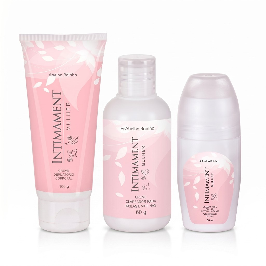 Kit Intimament Mulher - Creme Depilatorio + Rollon + Clareador axililas e Virilhas Abelha Rainha