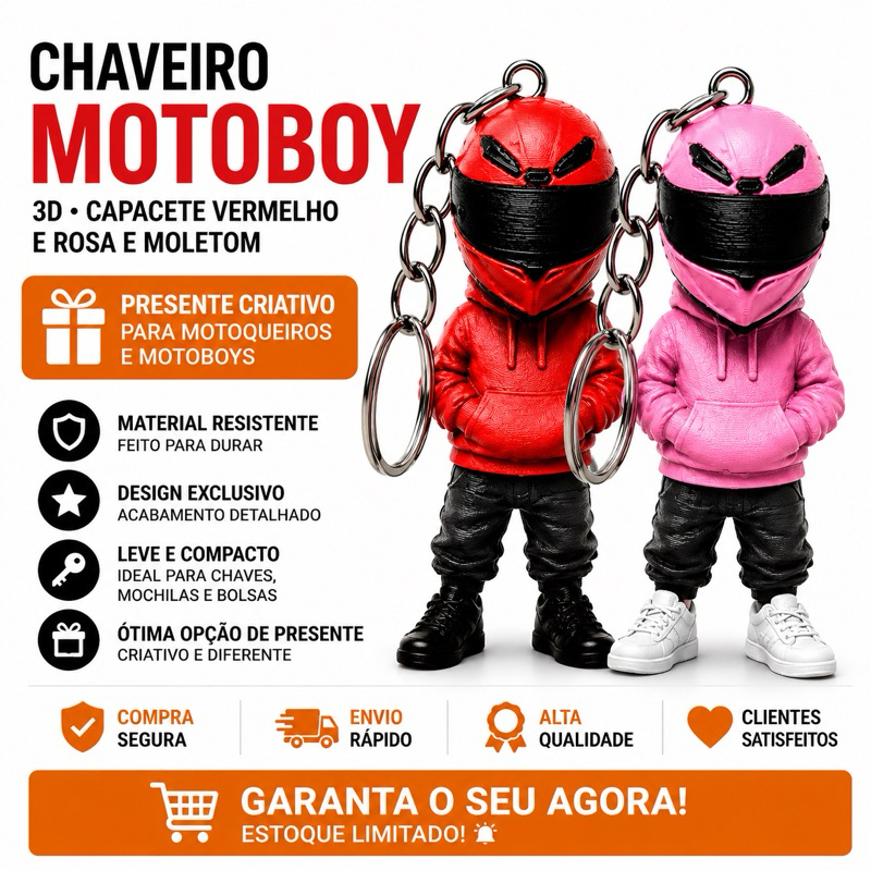 Chaveiro Motoboy 3D Capacete Presente motociclista Moto Kit ou Unitário Imã de Geladeira