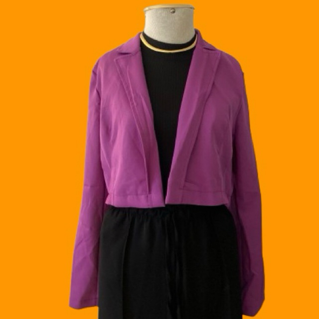 ENVIO IMEDIATO | Blazer Feminino Cropped Casaco Roxo Elegante para Trabalho e Frio | Madame Colorê