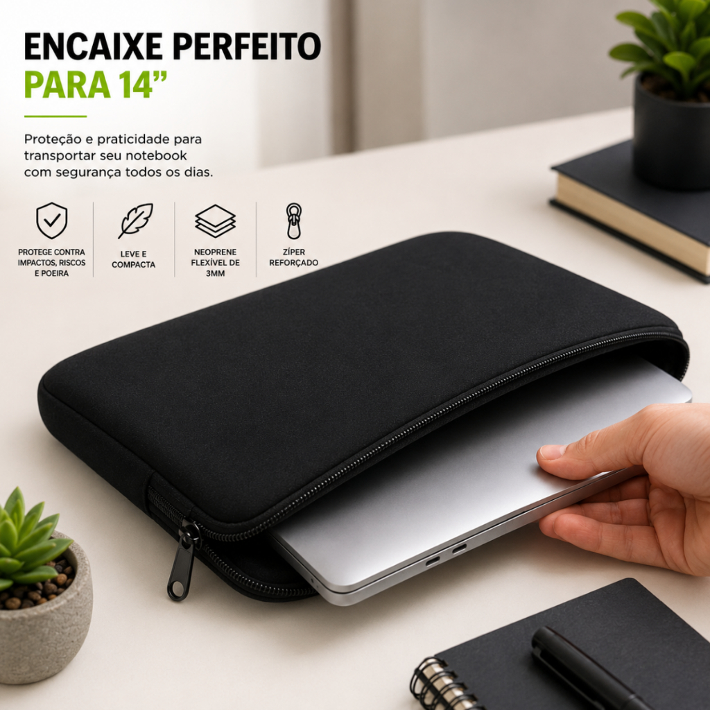 Luva Capa Para Notebook de 14-14.1 Polegadas Preto