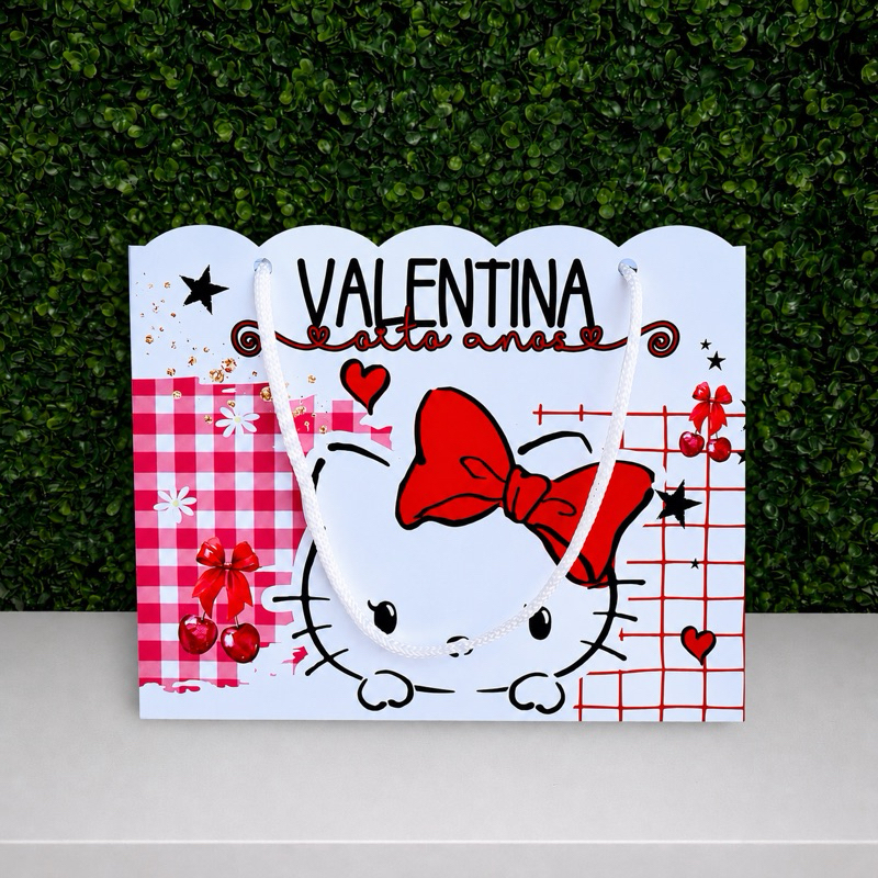 Sacolinha HELLO KITTY VERMELHA Personalizada / Bolsinha Lembrancinha Aniversário / PEGUE E MONTE