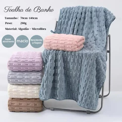 Toalha de Banho Microfibra Grossa 70x140cm Ultra Absorvente | Não Solta Fiapos | Seca Rápido