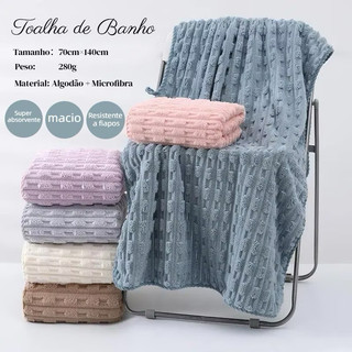 Toalha de Banho Microfibra Grossa 70x140cm Ultra Absorvente | Não Solta Fiapos | Seca Rápido