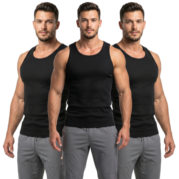Kit 3 Regata Masculina Slim Fit Canelada Ribana Premium Lisa Camiseta Americana Hip Hop Regata Masculina Canelada