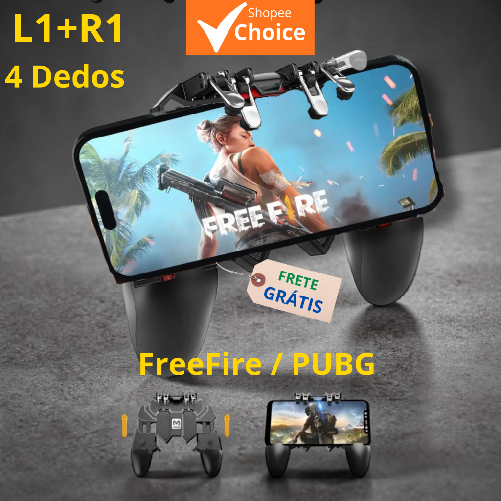 Controle Gamer Celular com Gatilhos L1 R1 Free Fire PUBG Gamepad INOVA CON-7436 Android iOS