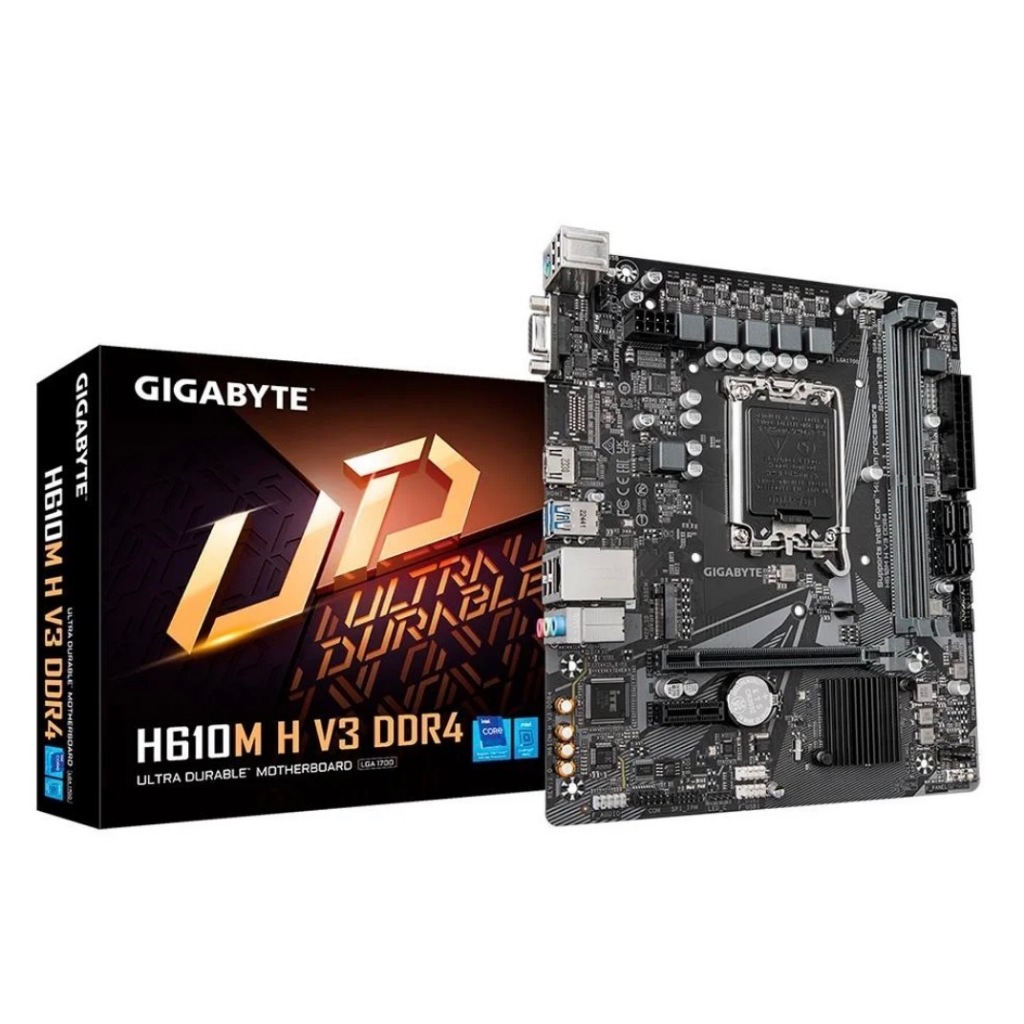 Placa-Mãe Gigabyte H610M H V3, Intel LGA 1700, M-ATX, DDR4, M.2, Preto - H610M H V3