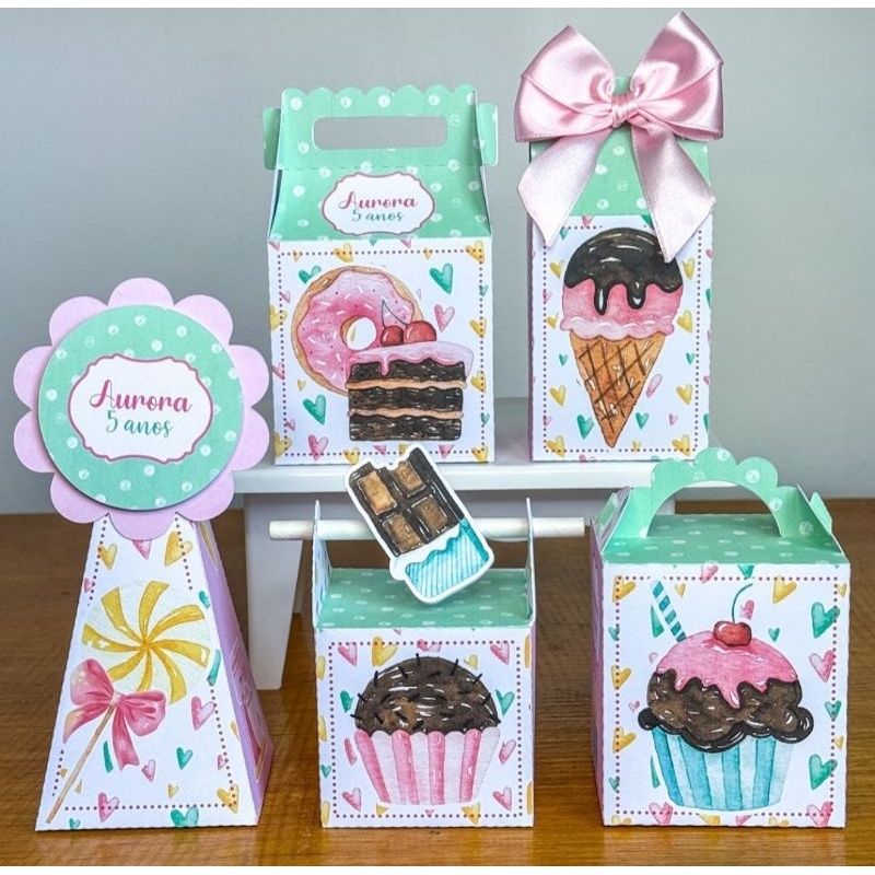 Kit Caixinhas Personalizadas Confeitaria/SEMI MONTADAS/Lembrancinhas Para Aniversário Confeitaria Menina