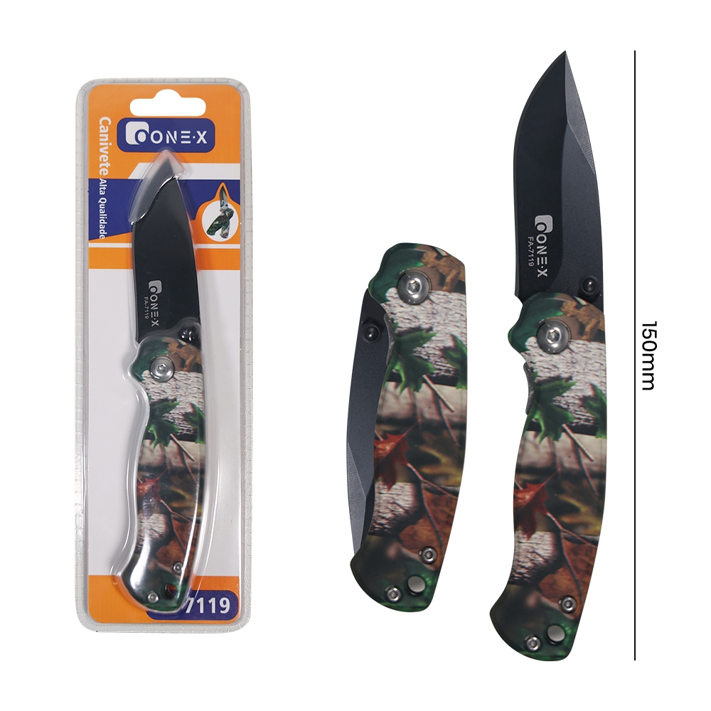 ONEX Canivete de Bolso Dobrável Lâmina Aço Inox Camuflado para Caça Camping Sobrevivência Trabalho