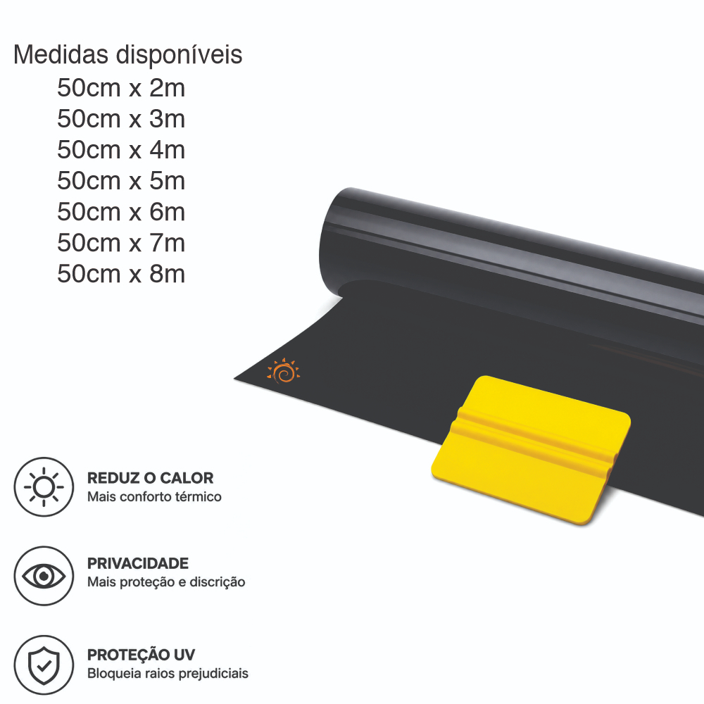 Insulfilm Nano Carbono 50cm Película Fumê Grafite G5 G20 G35 Automotivo Residencial Privacidade Redução de Calor