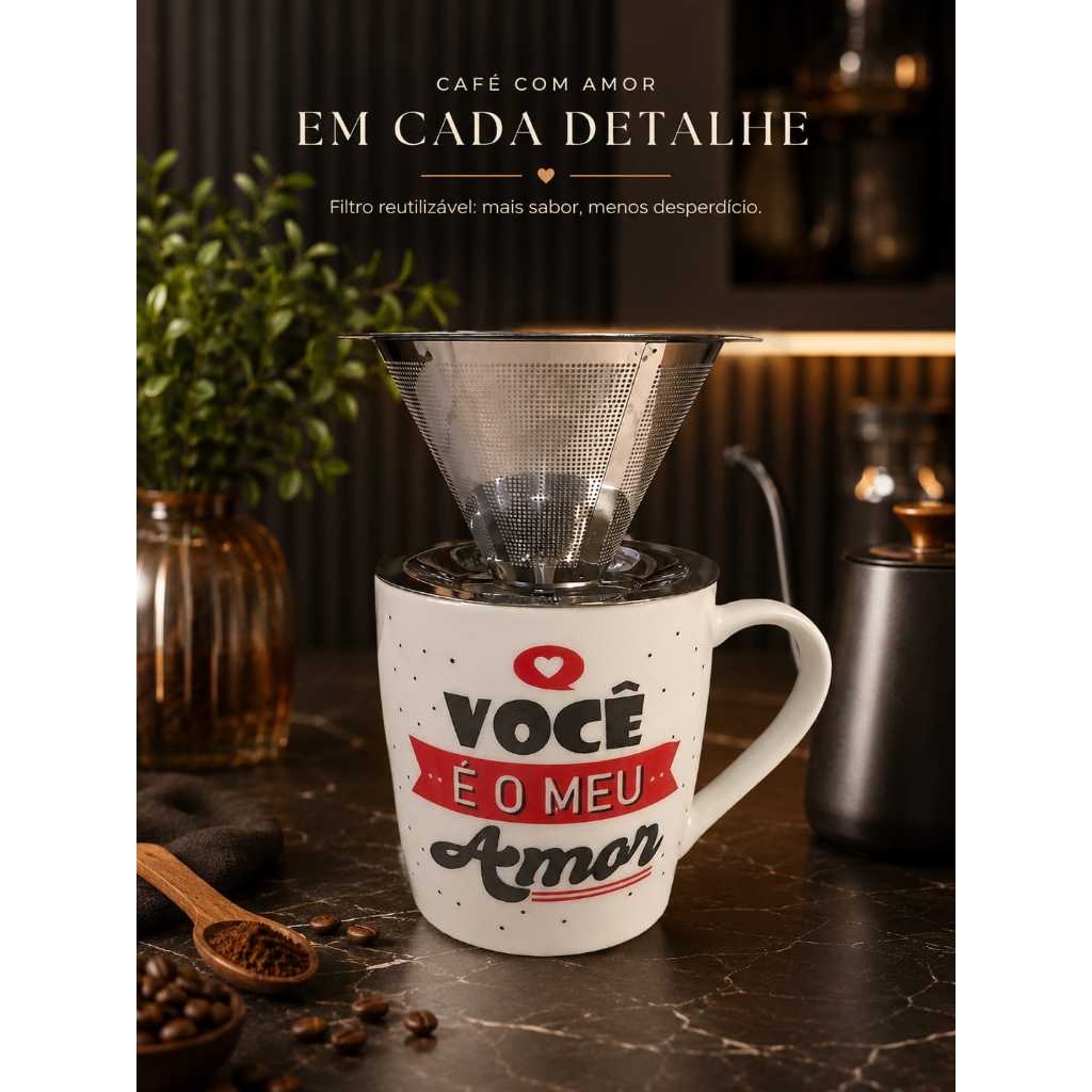 Coador de Café Aço Inox 102 Permanente Reutilizável Filtro Ecológico Durável para Café Coado