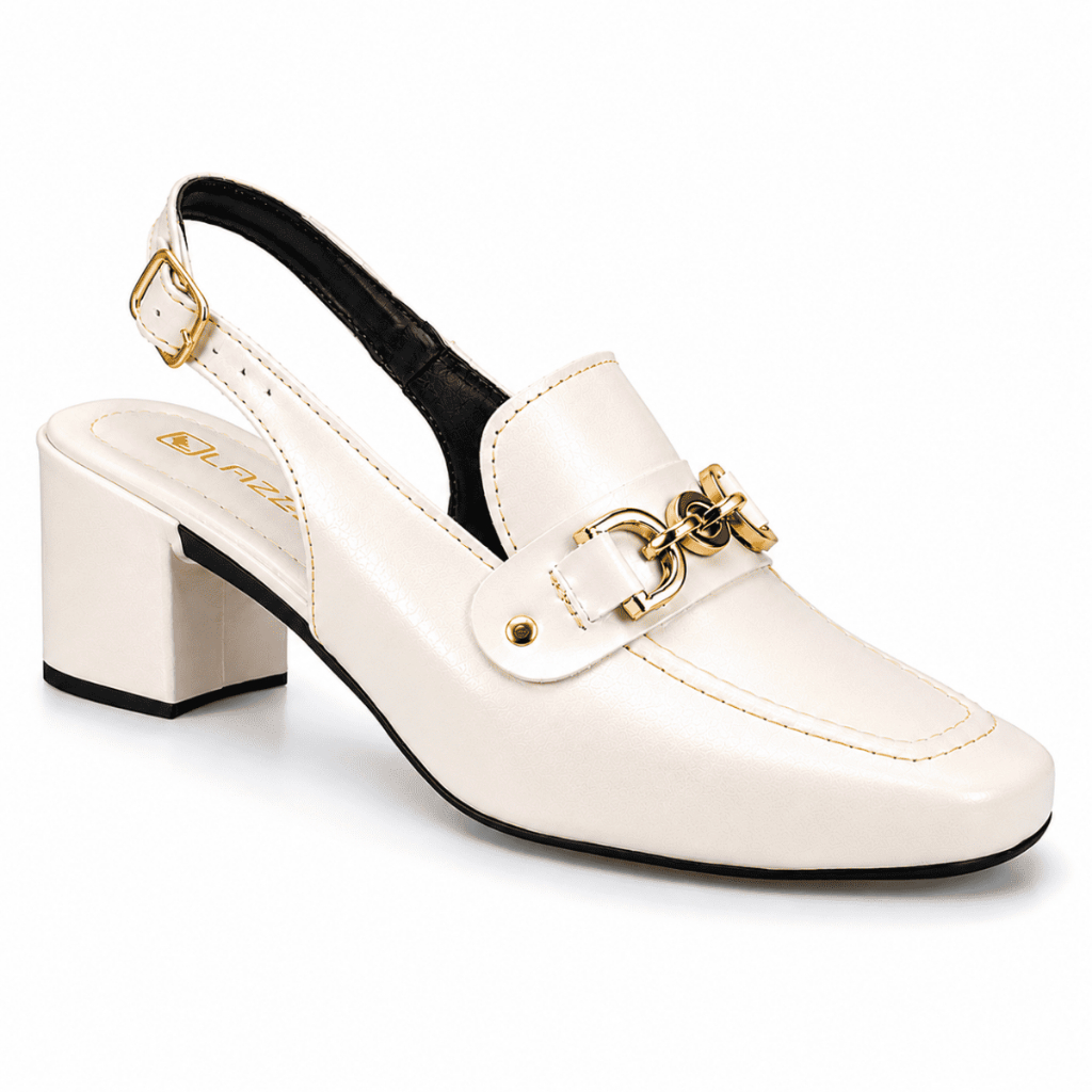 Sapato Feminino Mule Loafer Salto Bloco Grosso Confortável