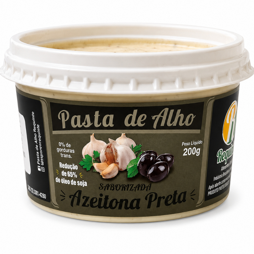 Parmesão Pasta de Alho Saborizada com Azeitona Preta 0 Gordura Trans e 65 Menos Oleo de Soja