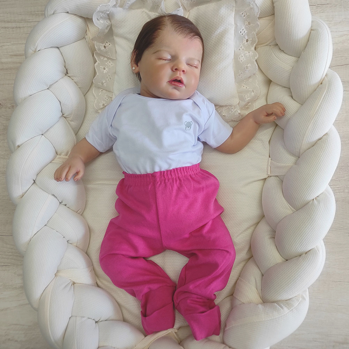 Calça Mijão Para Bebê Cós Alto Com Pé Reversível Animado Malha Suedine