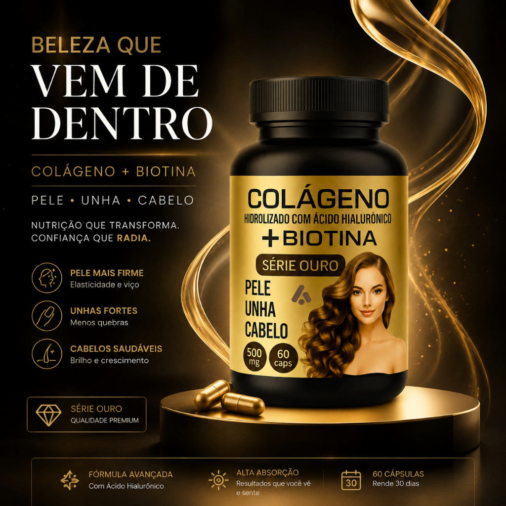 Colágeno Hidrolisado Com Ácido Hialurônico + Biotina - Arkad Suplementos - Original