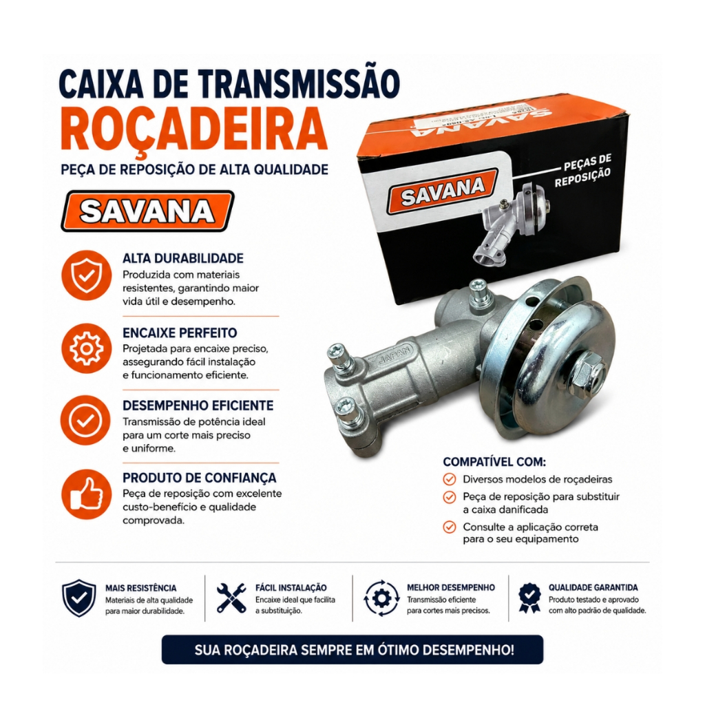 Ponteira de Transmissão para Roçadeira Shindaiwa C230 Tubo 24mm 10 Dentes Savana