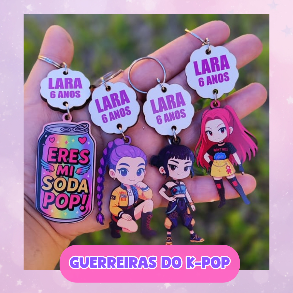 Chaveiro de MDF Personalizado - GUERREIRAS DO K-POP - Lembrancinha de aniversário , Mimo personalizado