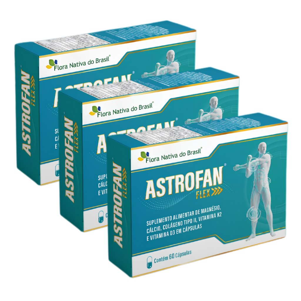 Kit 3 Astrofan Flex ( Colágeno Tipo 2 + Cálcio + Magnésio + Vitamina D3 + Vitamina K2) 60 Caps