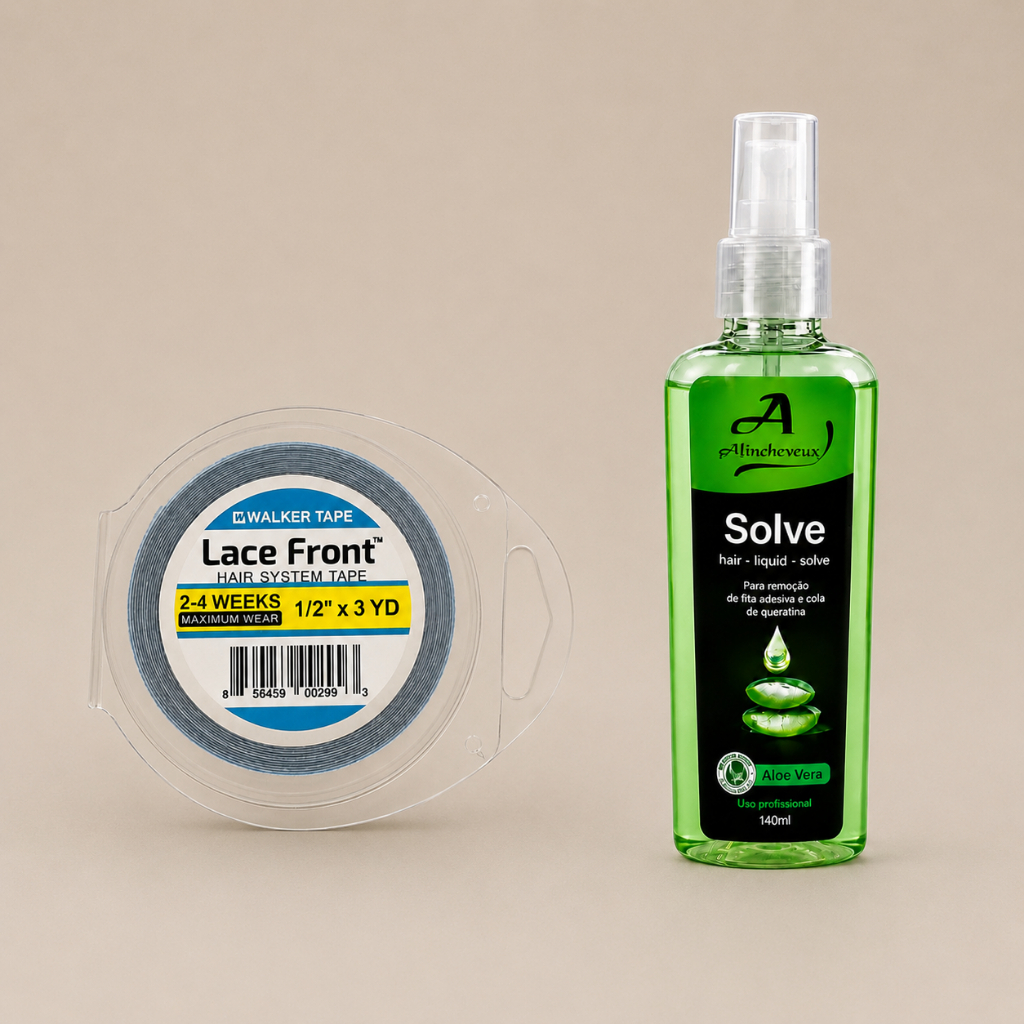 KIT MEGA HAIR FITA ADESIVA LACE FRONT+ REMOVEDOR ALIN SOLVE