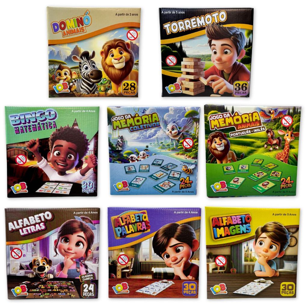 Kit Jogos Educativos com Torremoto/Caiu! Perdeu! - Presente dia das Crianças, Jogo Pedagógico