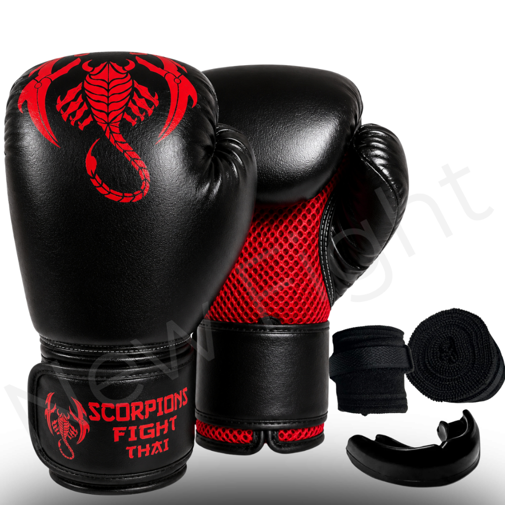 Kit Luva De Boxe + Bandagem + Bucal Muay Thai Kickboxing Treino