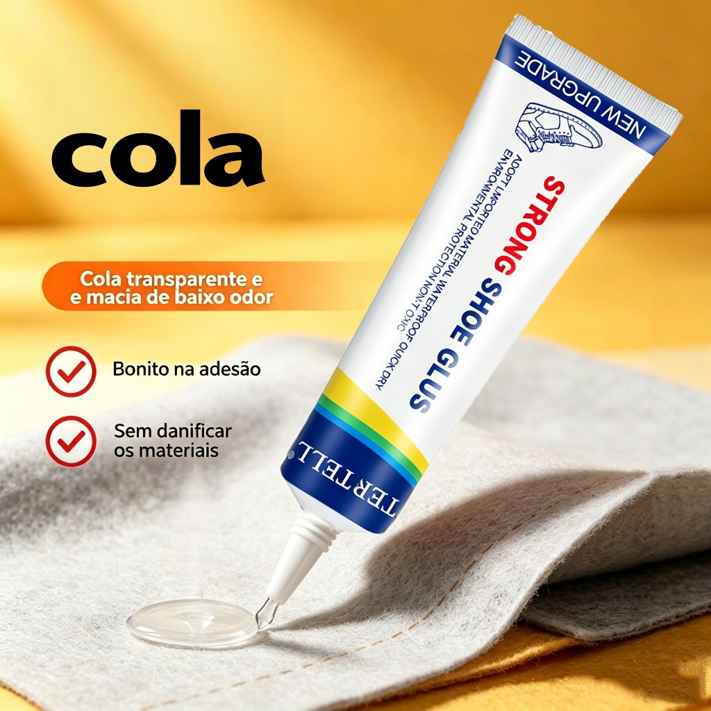 Cola Forte para Reparo de Sapatos 60ml - Cola Flexível e Transparente para Materiais Plásticos, Cola para Sapatos