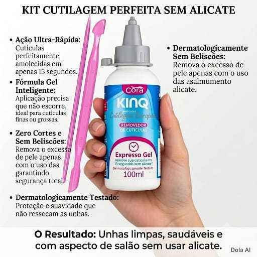 King Gel Cora 100ml + Espátula Plástica + Palito Plástico | Amolecedor de Cutículas e Calosidades | Dispensa Alicate
