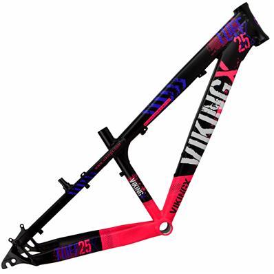 Quadro Vikingx Tuff25 aro 26 preto rosa azul  aluminio original bike grau