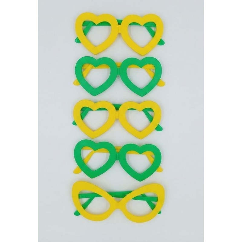 Kit Com 5 Unidades de Óculos Verde Amarelo Brasil / Copa do Mundo / Seleção Brasileira