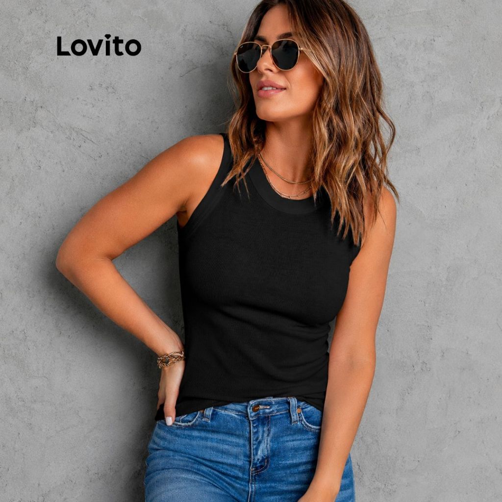 Lovito Regata Basica Nadador Moda Feminina TKNS27EX100