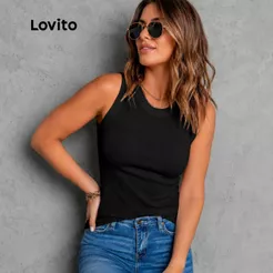 Lovito Regata Basica Nadador Moda Feminina TKNS27EX100