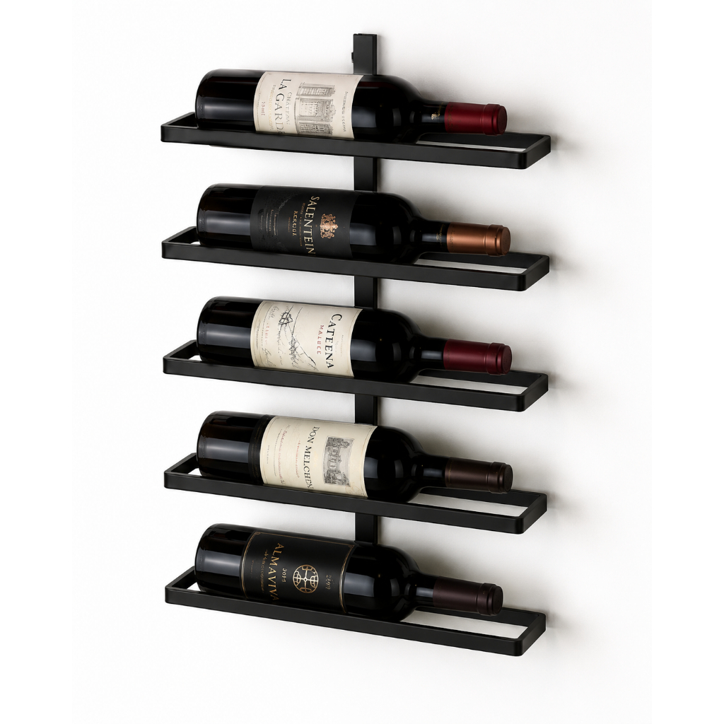 Adega Decorativa Suspensa De Parede Industrial Suporte Vinho 5 Garrafas Alinhadas Moderna Barzinho Bar de Parede