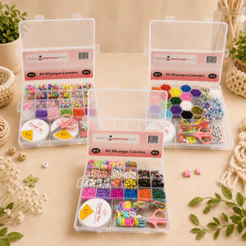Kit Maleta Miçangas Coloridas para Pulseiras Colares Bijuterias Artesanato DIY com Tesoura Linha e Acessórios