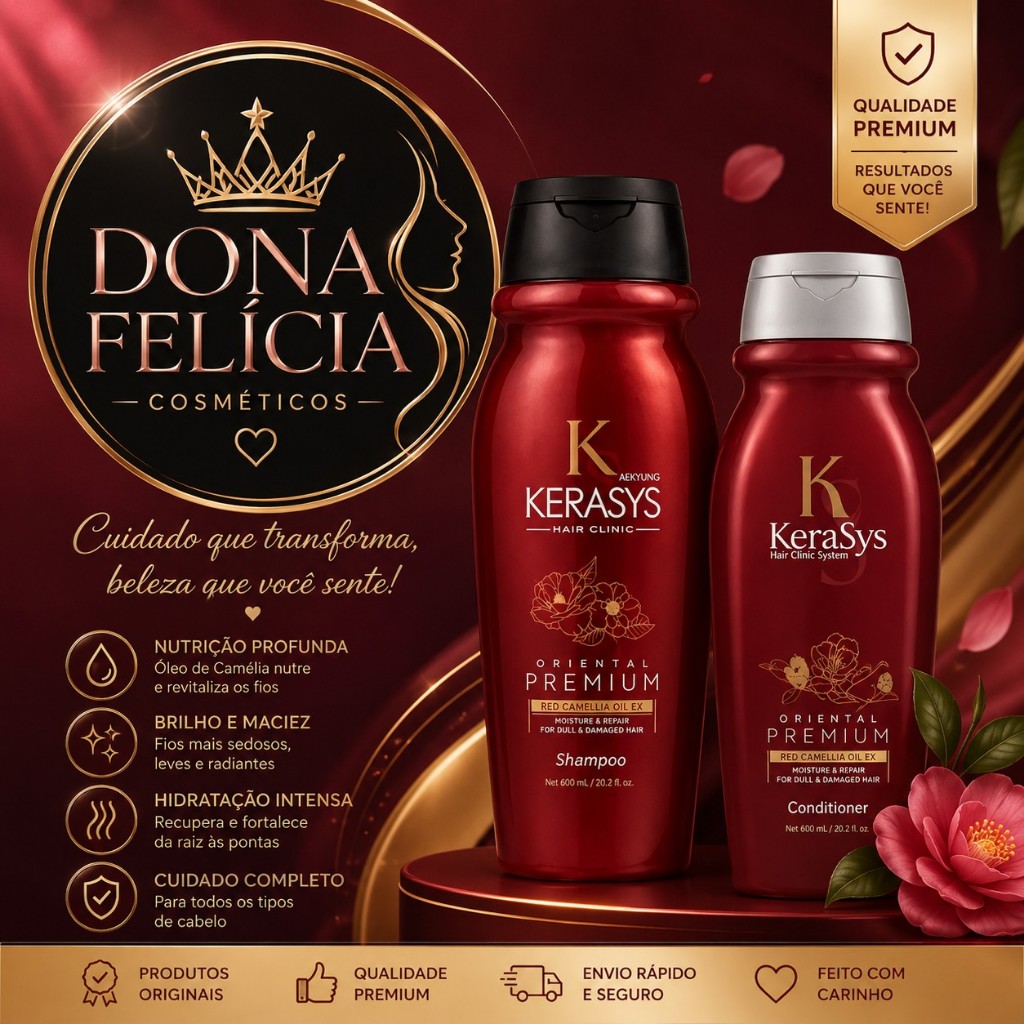 Kerasys Oriental Premium Red Camellia Oil EX 200ml Shampoo ou Condicionador Original