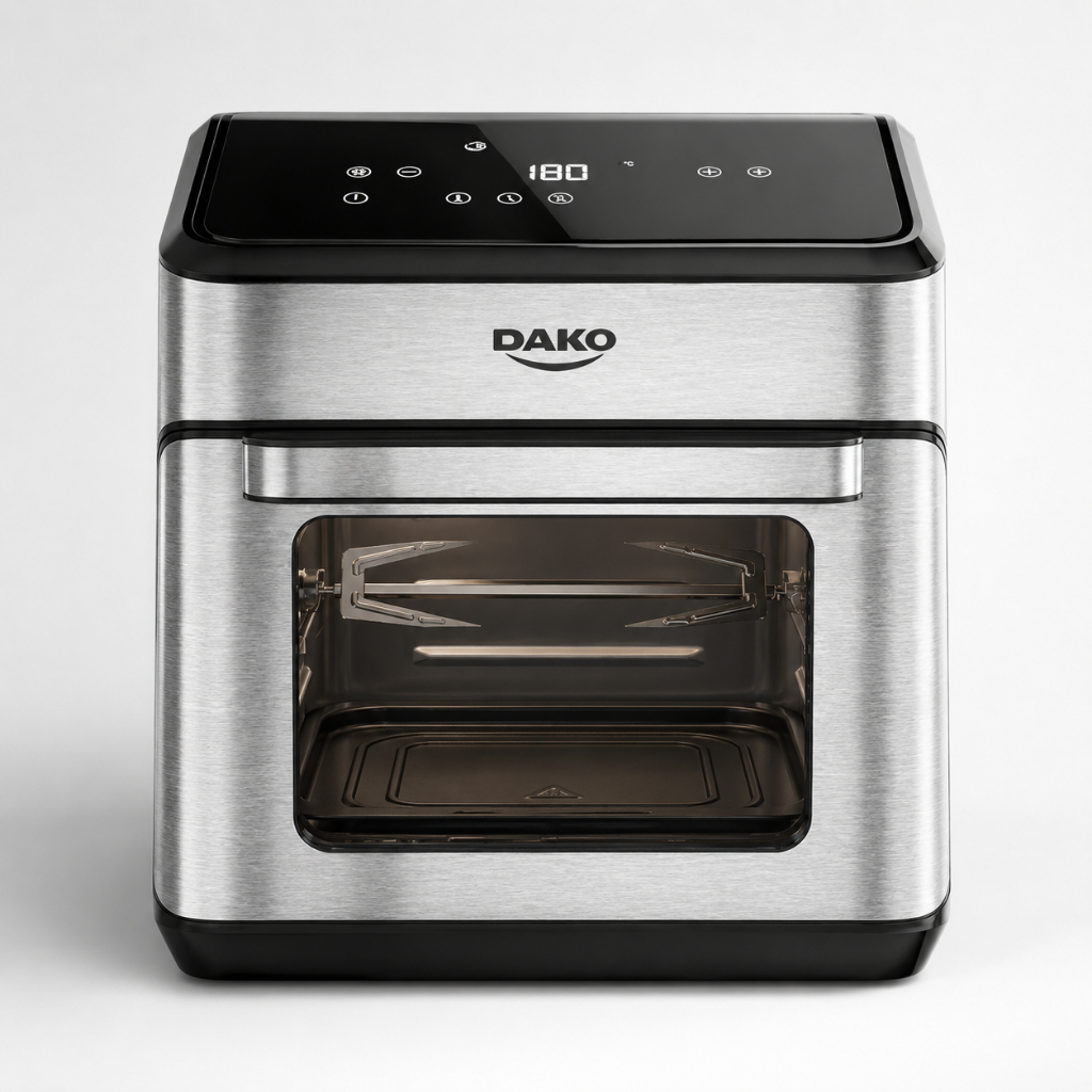Fritadeira Elétrica Digital Forno 2 em 1 Sem Óleo Air Fryer 12L Inox/Preto Grandes Apetites Dako