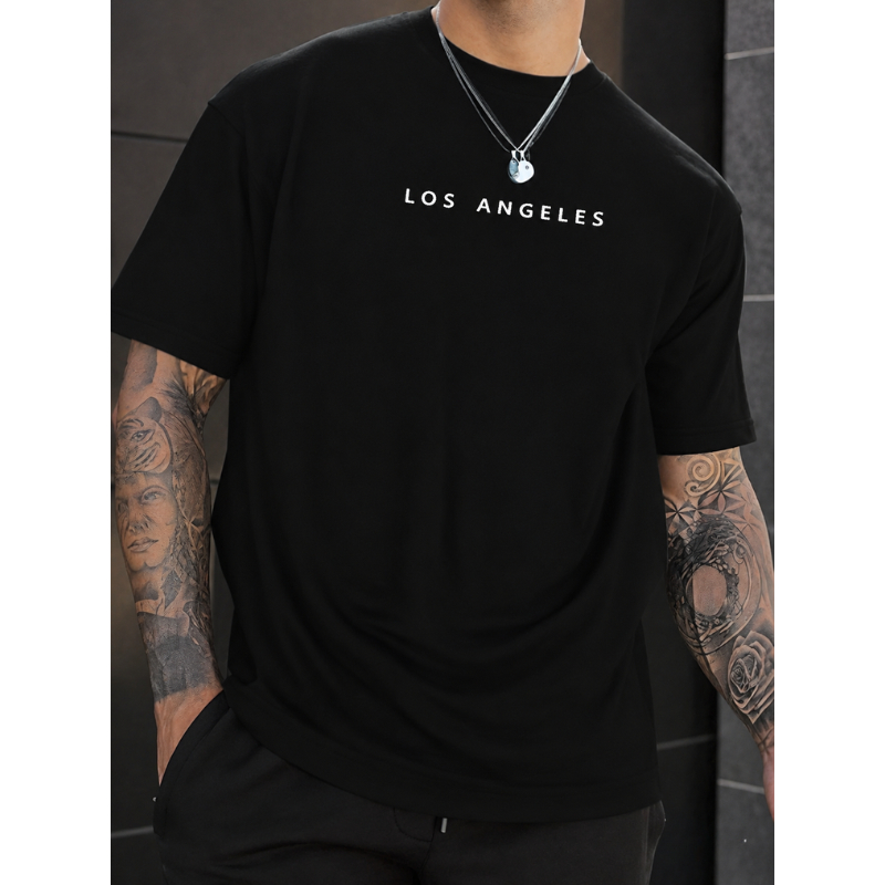 Camiseta Masculina Los Angeles Camiseta Casual 100% Algodão Estampa Estilosa Confortável