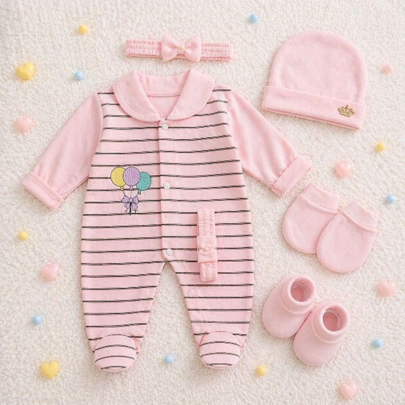 macacão bebe menina recém-nascido com touca+ sapatinho e luvinhas kit completo