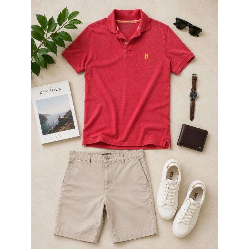 Camiseta Polo Masculina Polo Wear Vintage Vermelha Manga Curta Gola Polo Tam M