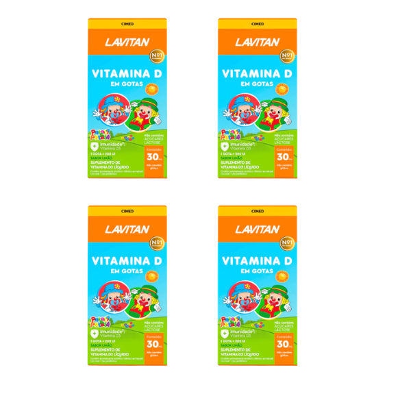 Kit com 4 - Lavitan Patati Patatá Vitamina D Rico em Vitaminas Sabor Limão C/30ml Cimed